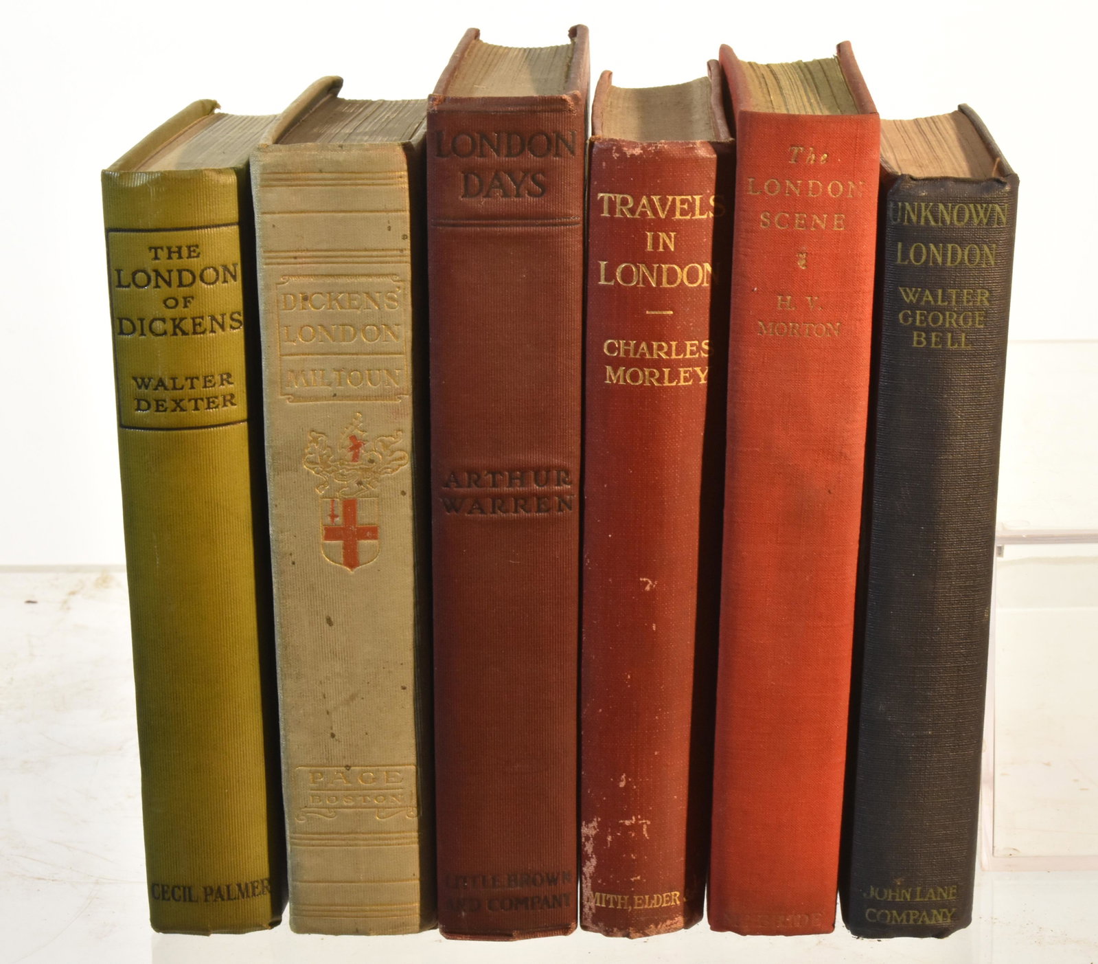 (6) Vintage Books on London: Lot includes (1) The London of Dickens by Walter Dexter, (2) Dicken's London by Francis Miltoun, 1904; (3) London Days by Arthur Warren, 1920; (4) Travels in London by Charles Morley; (5) The London S