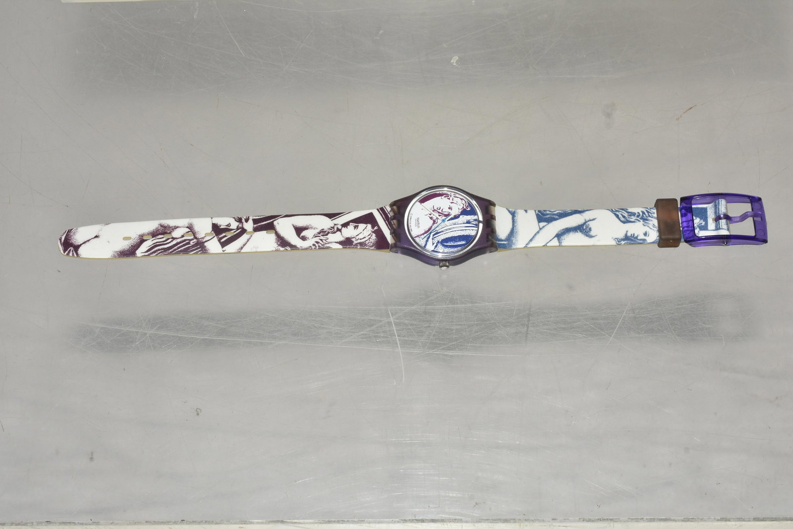 Swiss Made Swatch NIP: Roman nude women on band and face. Dated 1991. NIP