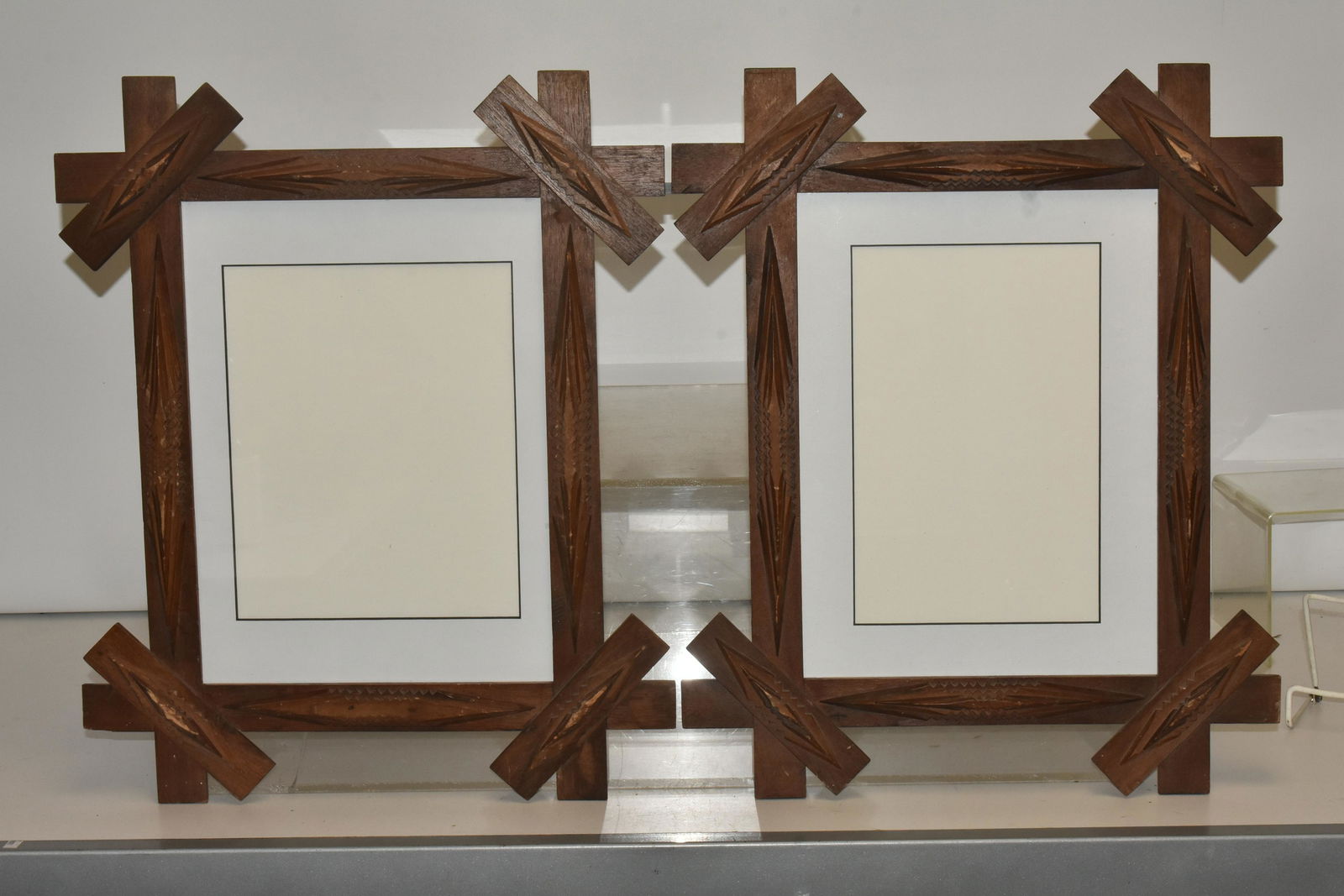 Pair of Arts and Craft Tramp Art Frames (1 of 1)