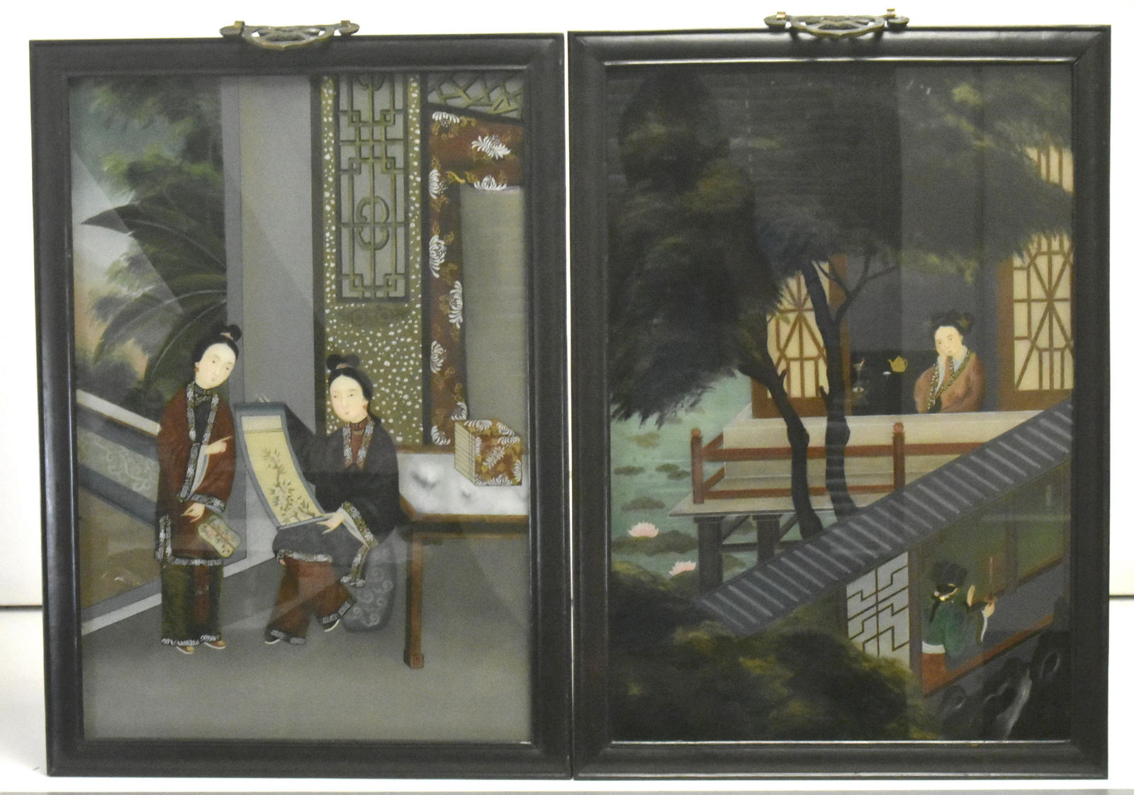 Pair of Asian Reverse Paintings (1 of 3)