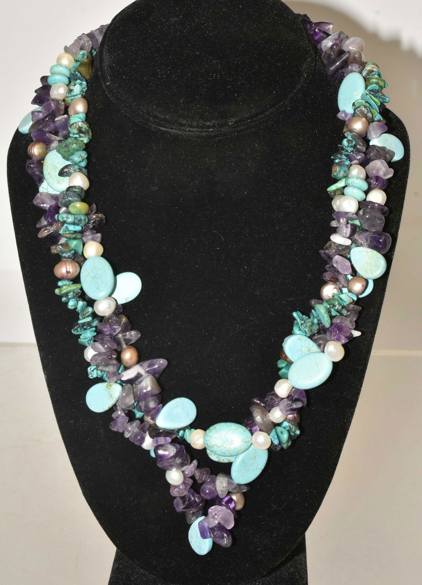 Amethyst, Turquoise and Pearl Necklace (1 of 2)