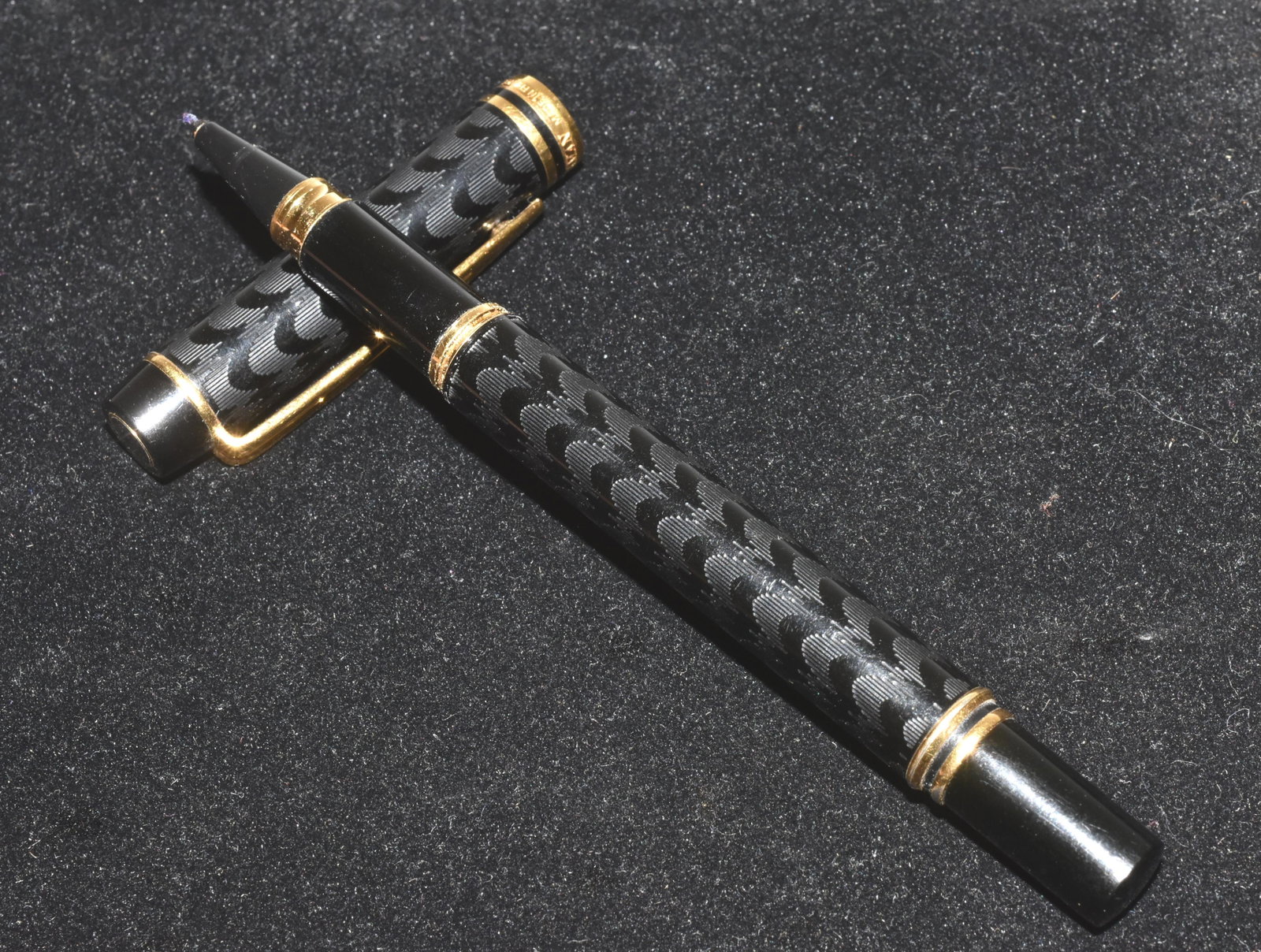 Waterman Pen: Black celluloid with gold tone accents pen, signed Waterman. Made in France. Excellent condition.