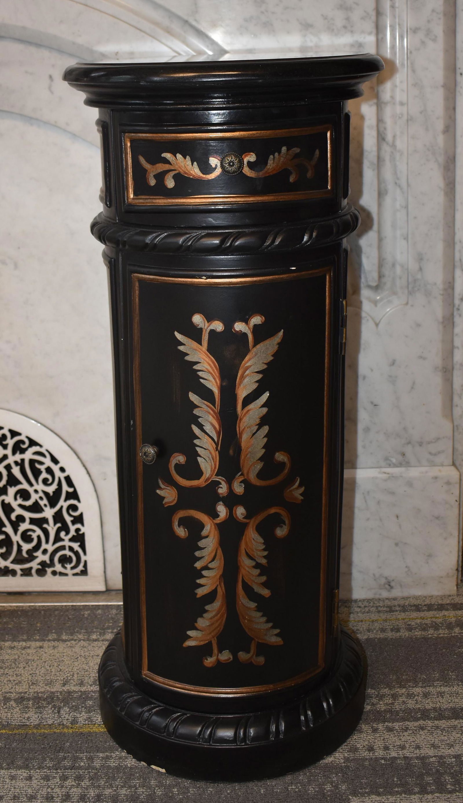 Italian Style Pedestal Cabinet with Marble Top (1 of 4)