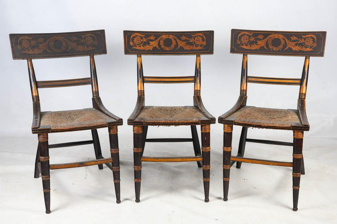 19th C Hand Stenciled Side Chairs (1 of 12)