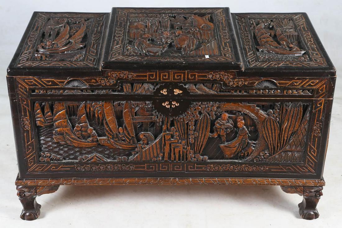 Carved Asian Style Blanket Chest (1 of 13)