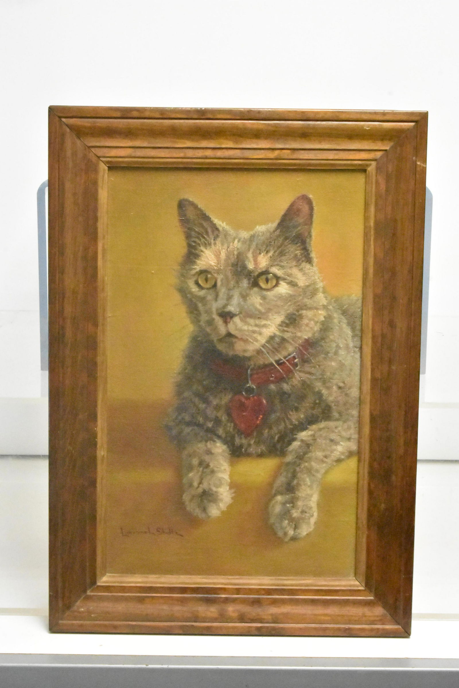 Oil on Canvas Board of Cat by Schultz (1 of 5)
