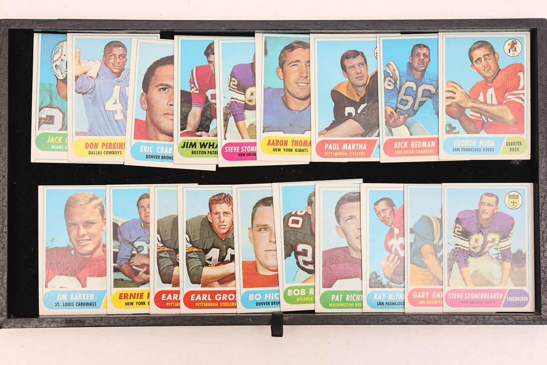 Nineteen 1960's NFL Football Cards: Including George Mira, AAron Thomas, Earl Gros, Don perkins and others. All cards are very clean.