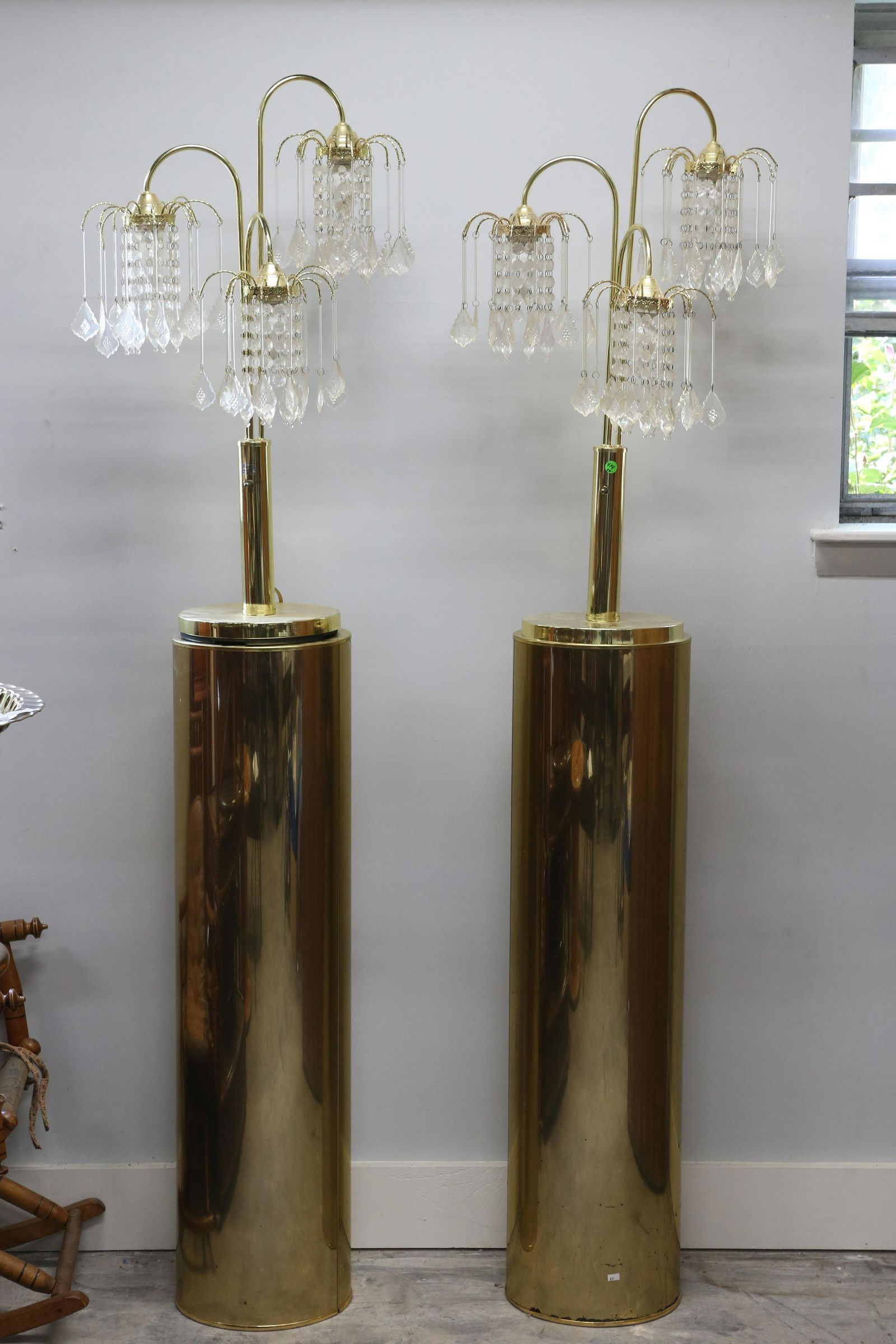 Pair of Italian Style Drass table Lamps on Stands (1 of 9)