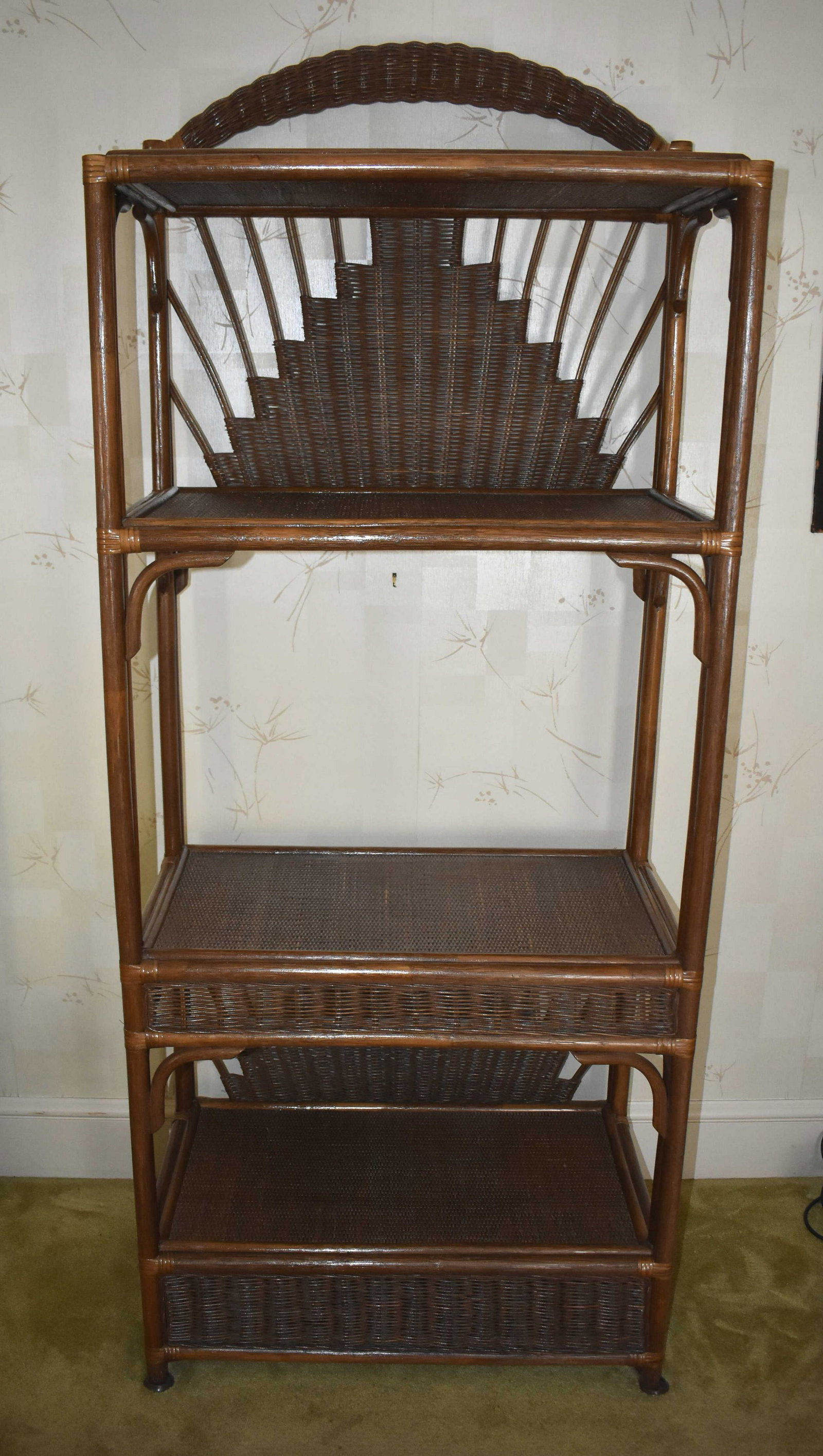 Contemporary Rattan / Wicker Hutch: Approximately 6' tall.