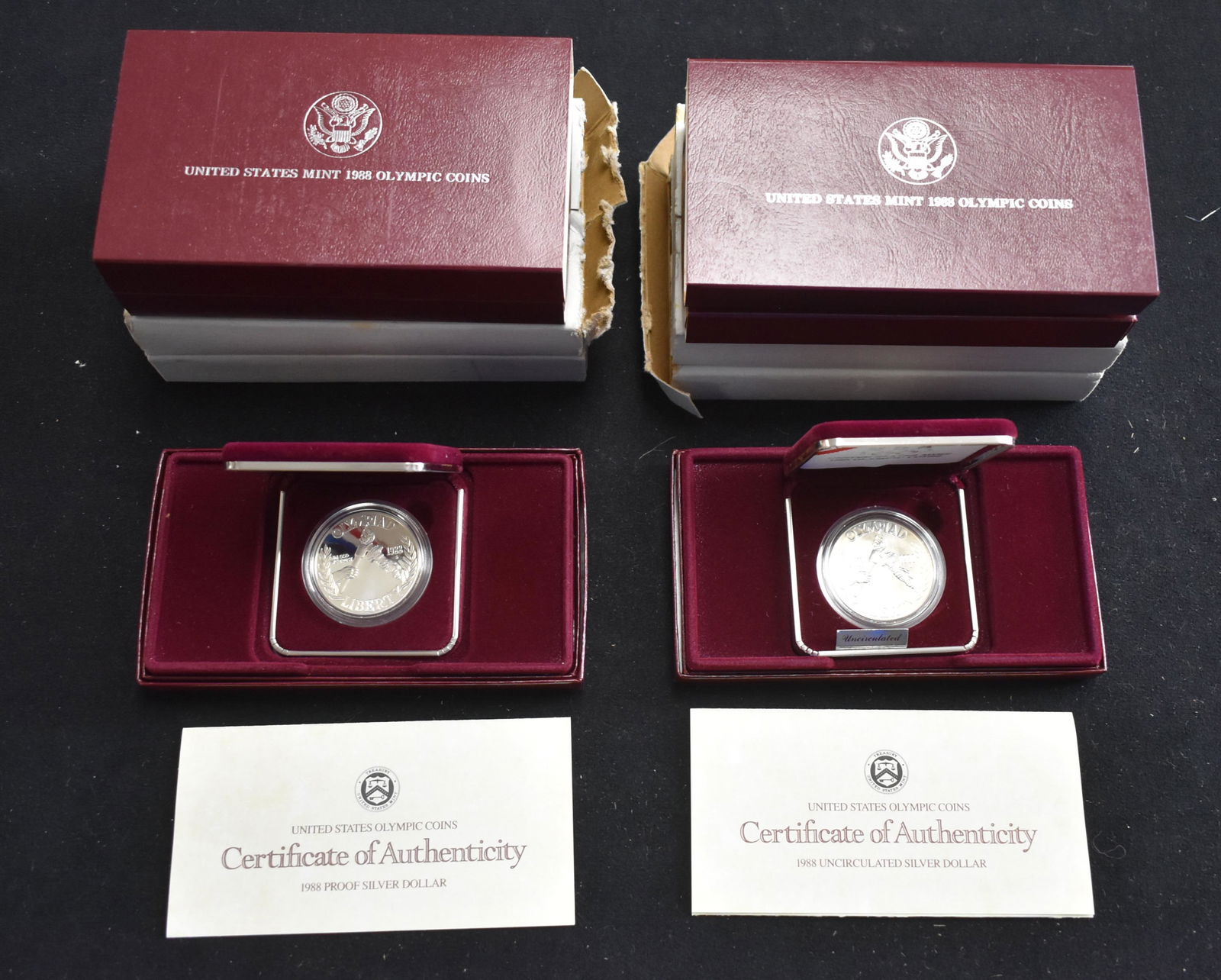 4 US Mint 1988 Olympic Silver Dollars (1 of 1)