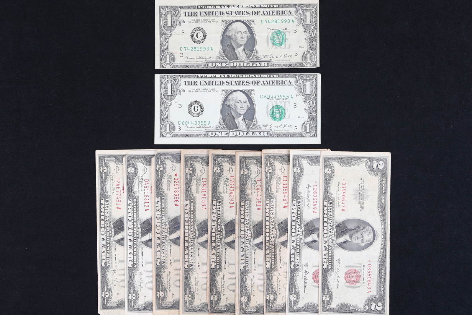 9 $2 Red Seal Bills and 2 $1 Bills (1 of 6)