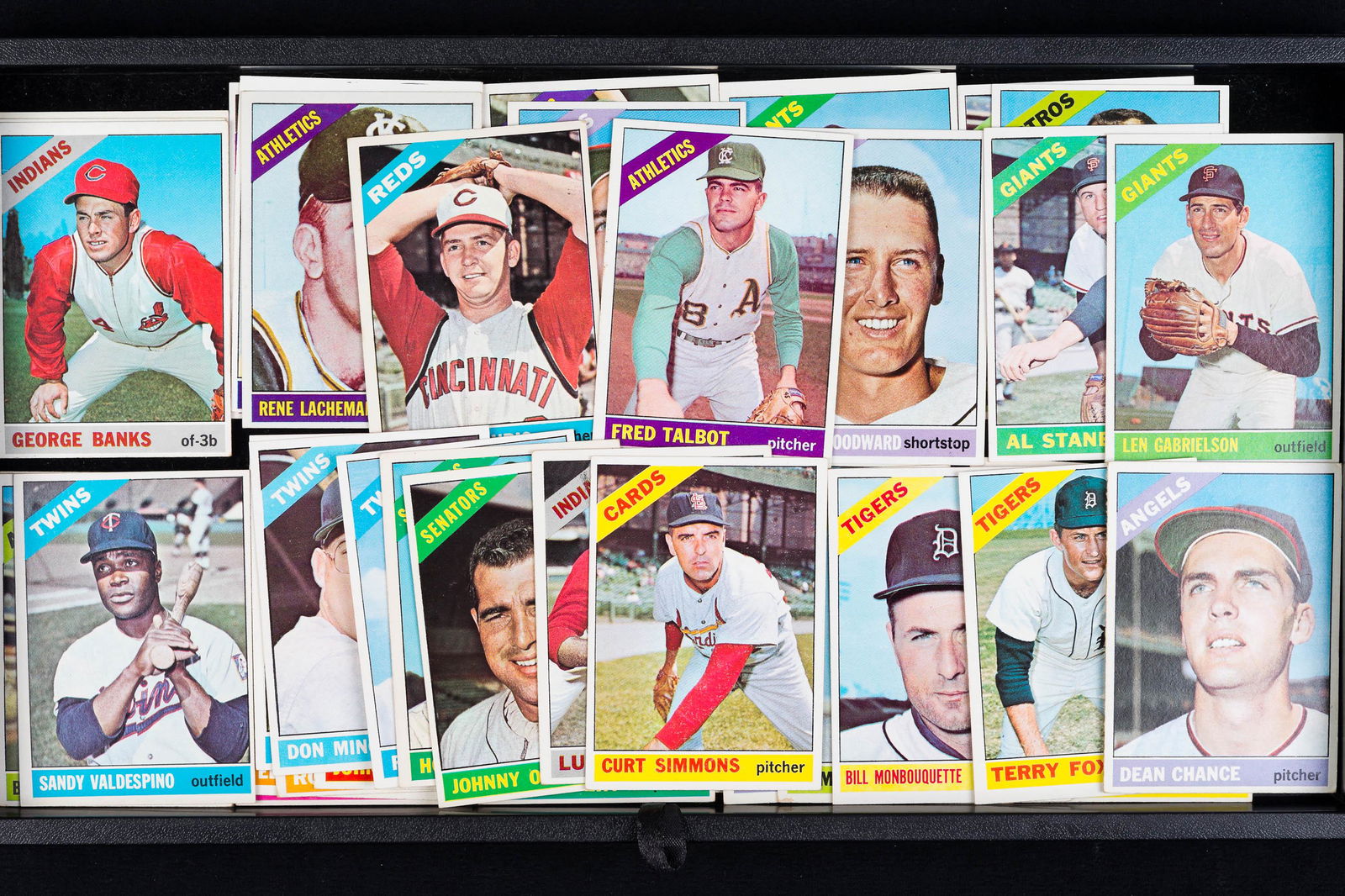1960s Baseball Cards Extra Clean: Lot includes Terri Fox, George Banks, Fred Talbot and many others. Cards have good corners and are very clean.