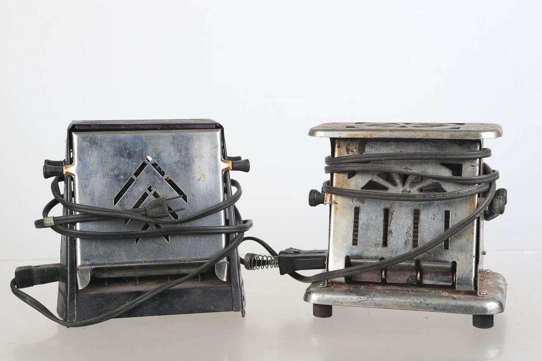 Two Vintage Toasters: Including a "Univerasl Model # E79312. Lot also includes an unmarked toaster. Both have cords. Untested.