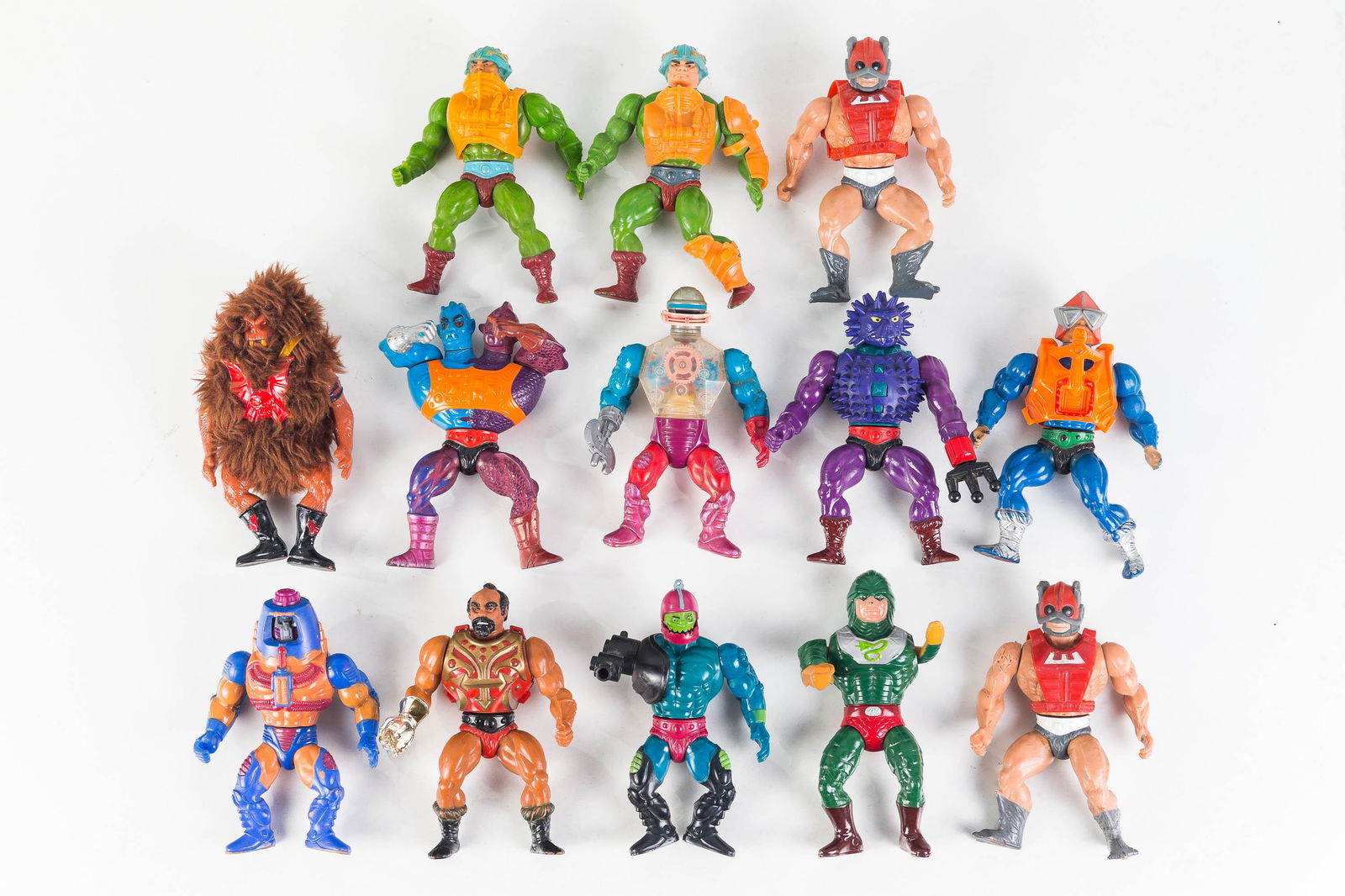 1980s Mattel Superhero He-Man Action Figures: Lot includes 13 various action figures. Some marked Mattel, from the 1980s.