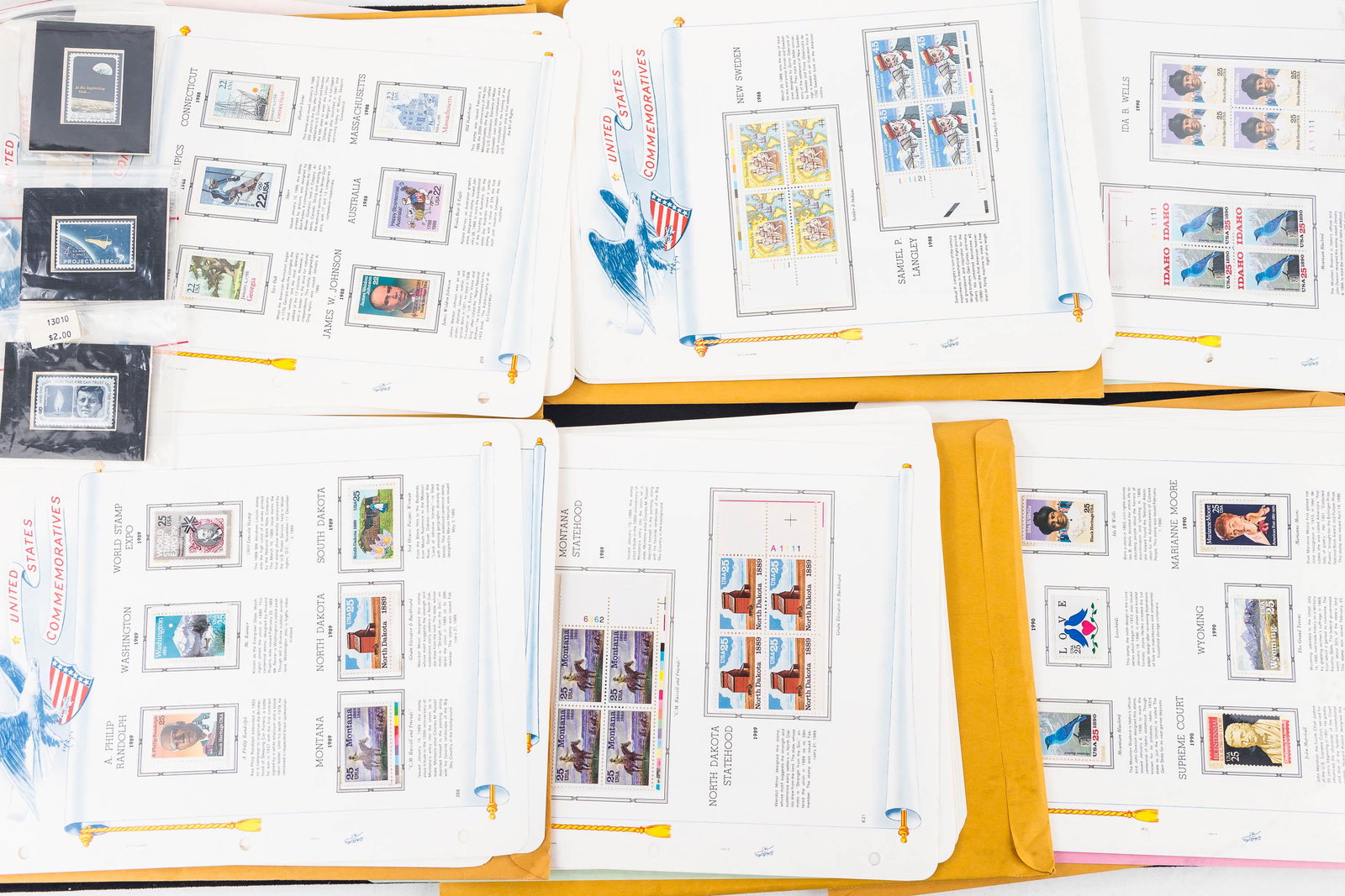 Historical US Postage Stamps Sets White Ace: Lot includes 1998 Supplement Q, 1998 PB-40S, 1989 Supplement R, 1989 PB-41, 1990 Supplement S, and 1990 PB-42. Most have stamps but not verified.