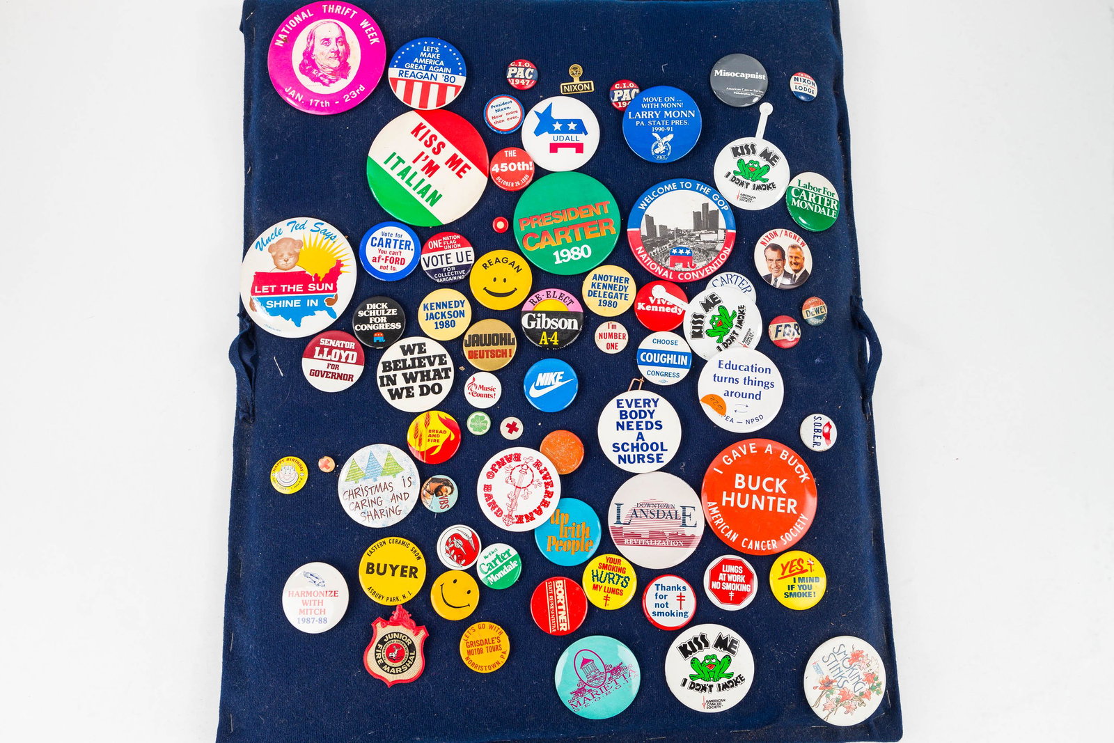 Political and Other Pin Back Collection: Collection of pin backs including approx 100 LBJ pinbacks and other political and non political pin backs