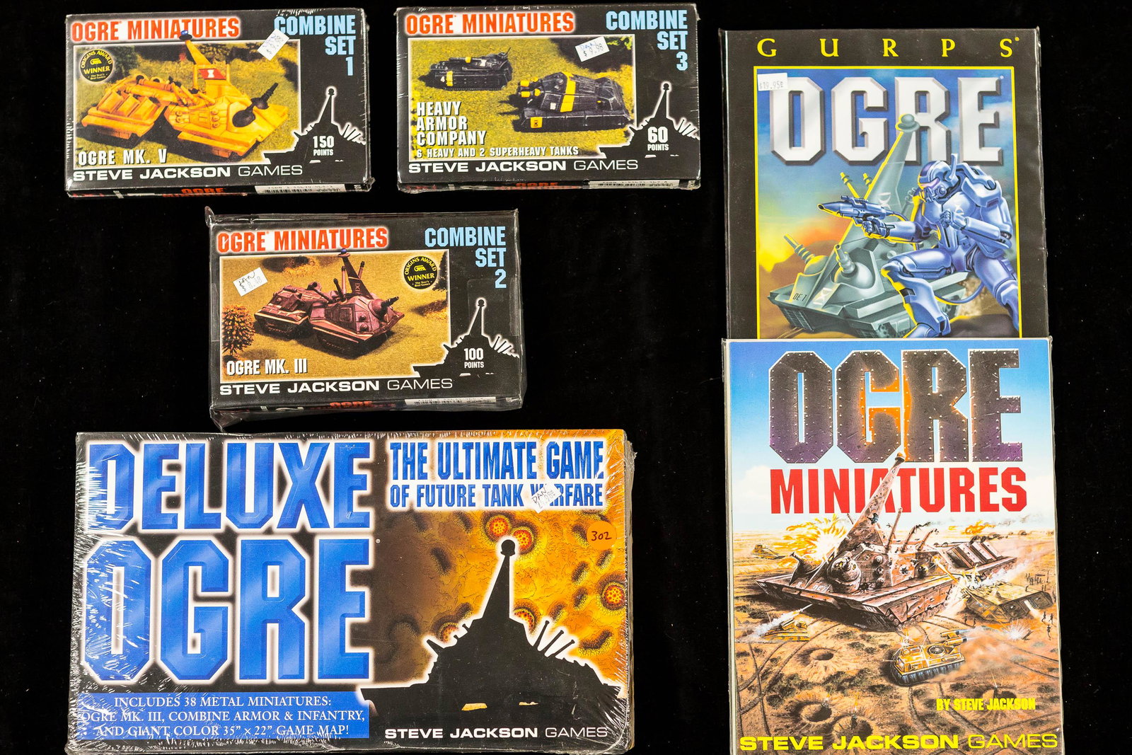 Steve Jackson OGRE Playsets, RPG and Books NIP: Including Delux OGRE 38 pc. set. three Combine sets and two books. All NIP