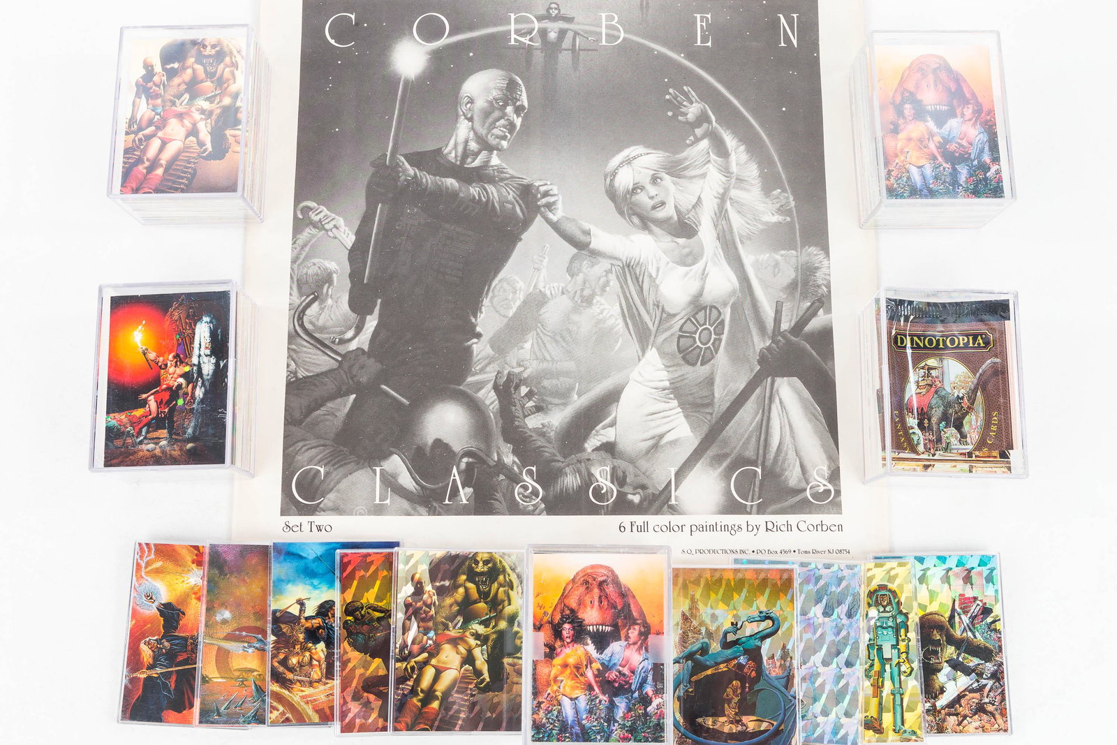 Collector Cards / Artist Rich Corben: Approx 2 collector card sets with several inserts and a Dinotopia card set and 3 inserts by Clyde Caldwell and a 5 full color prints by Rich Corben (Set 2 Corben Classics). Card sets not checked for c