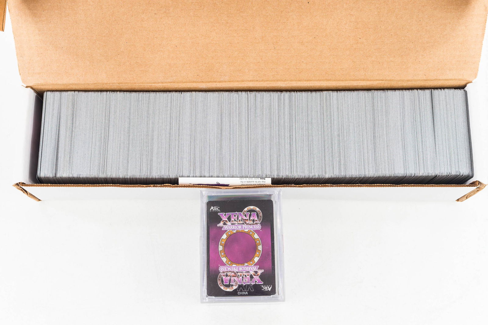 RPG Cards for Xena Warrior Princess /Arc System: Long box with hundreds of Xena playing cards and a plastic box with more of the same. Instructions for game are in box. Card sets not verified for completeness.