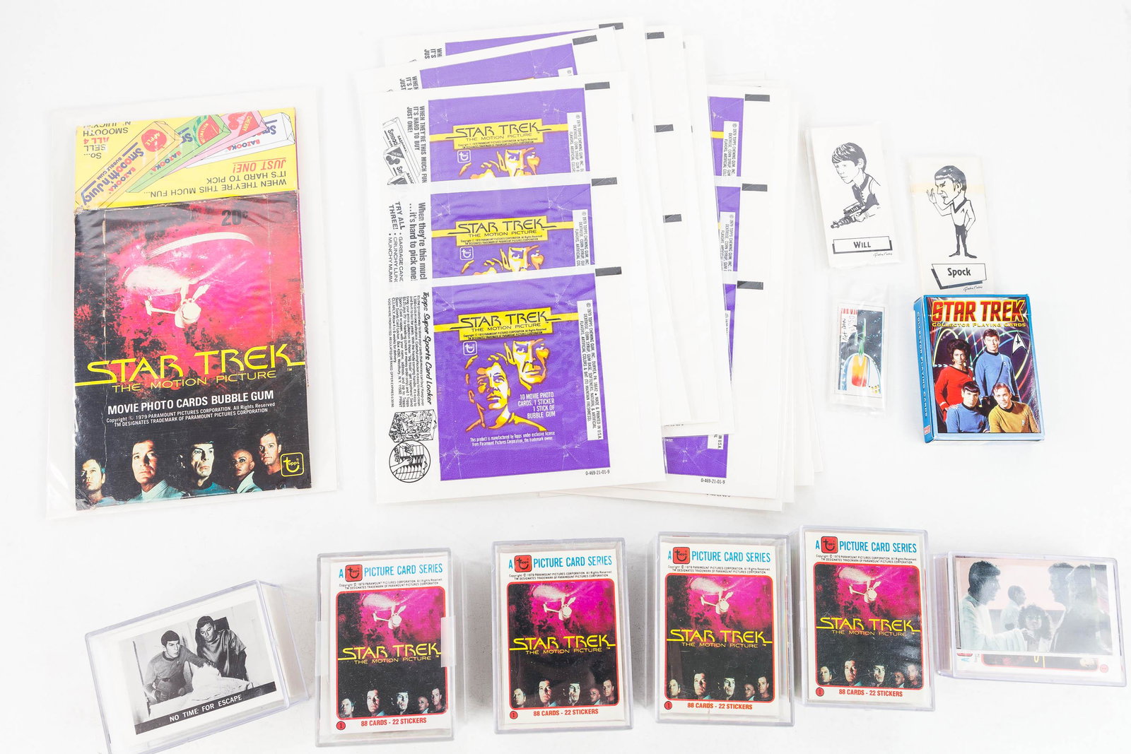 Vintage Star Trek Collector Cards: Six sets including 1 c1981 reprint of the 1967 Star Trek TV Series card and 5 Topps Picture Card Series c1979 (4 are approx 88 cards each); a set of 16 limited edition #2128 promo cards; a series of 1