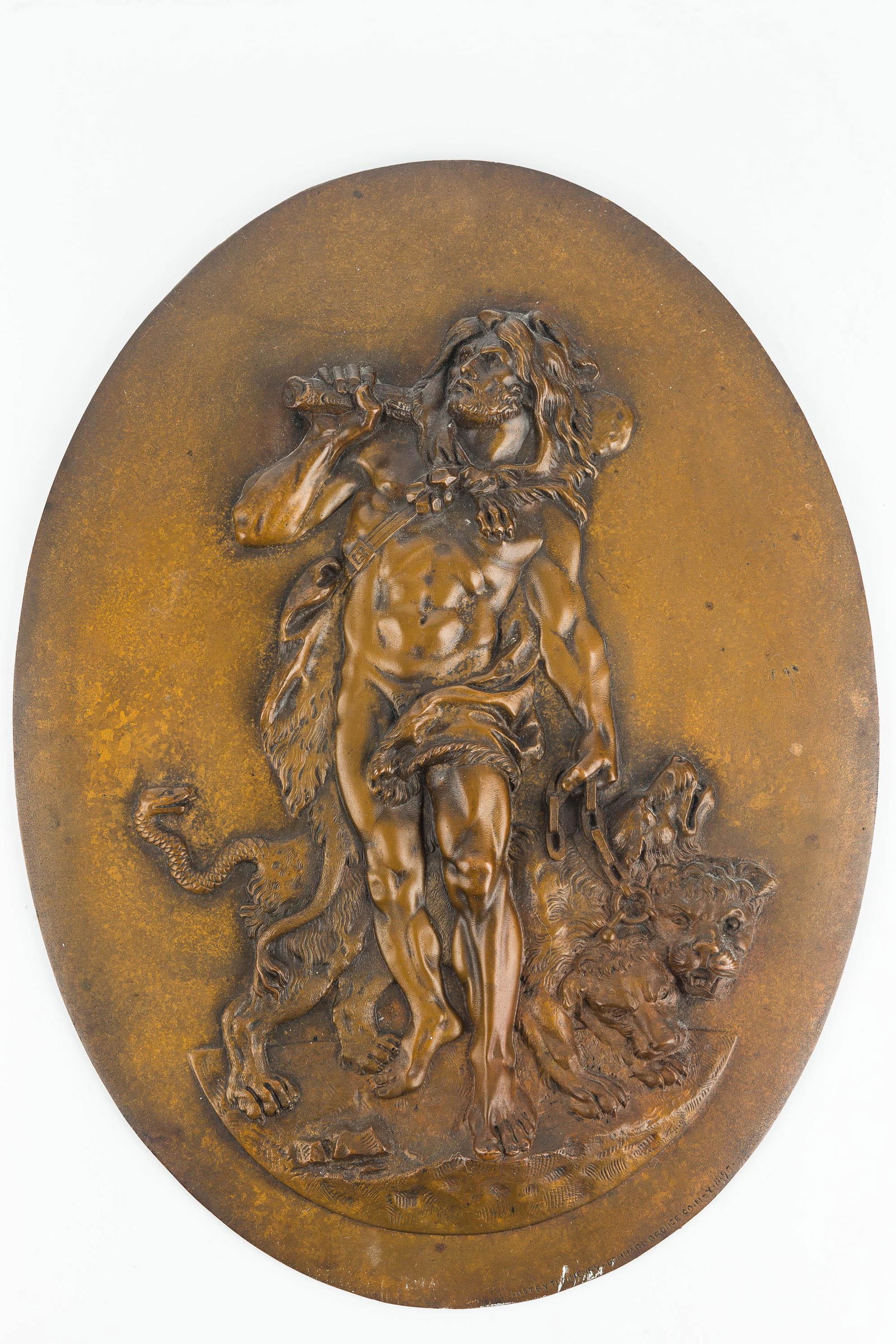 Large Bronze Plaque of Hercules and Cerberus 1897 (1 of 5)