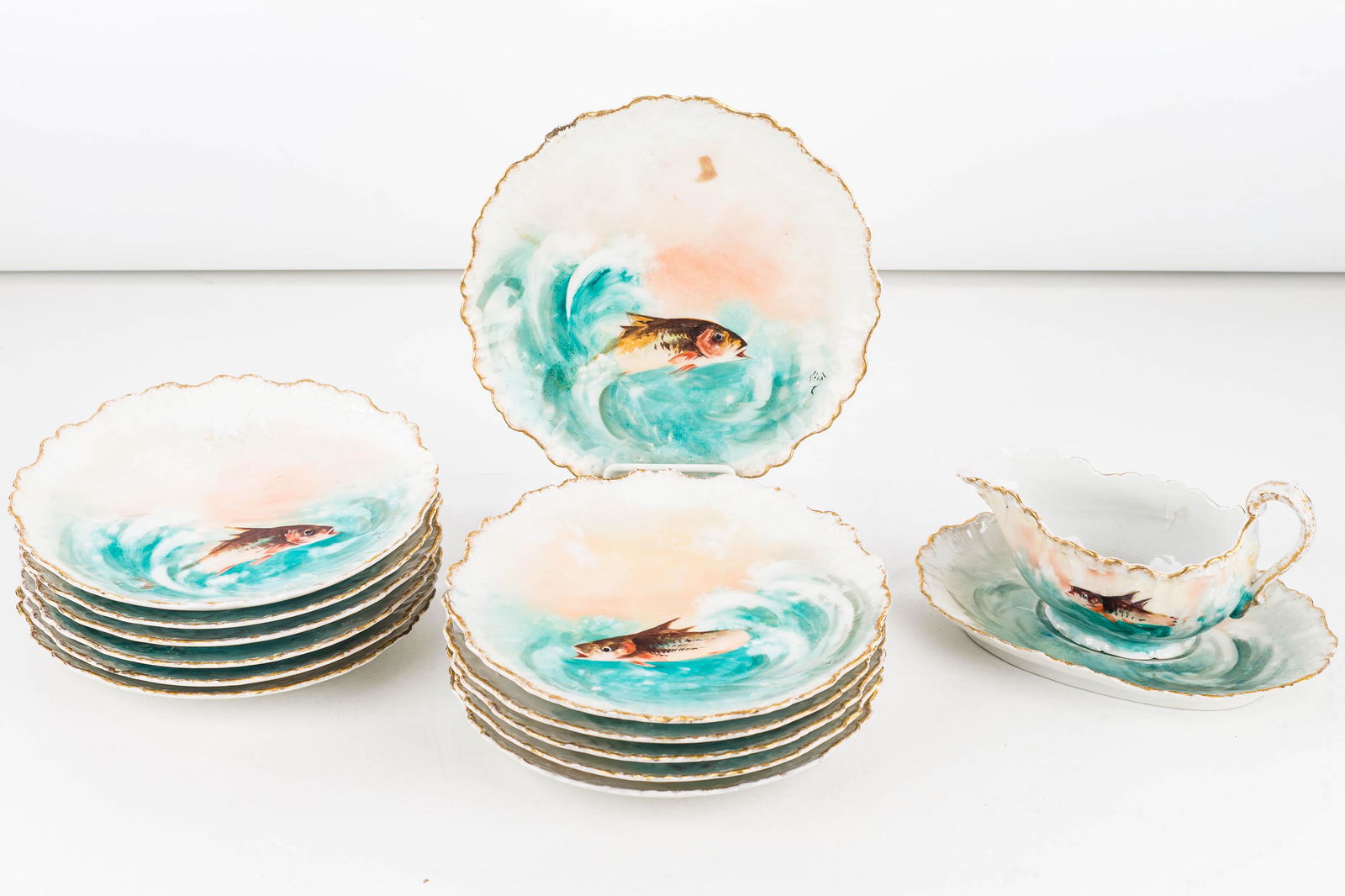 Limoges Hand Painted Fish Set (1 of 12)