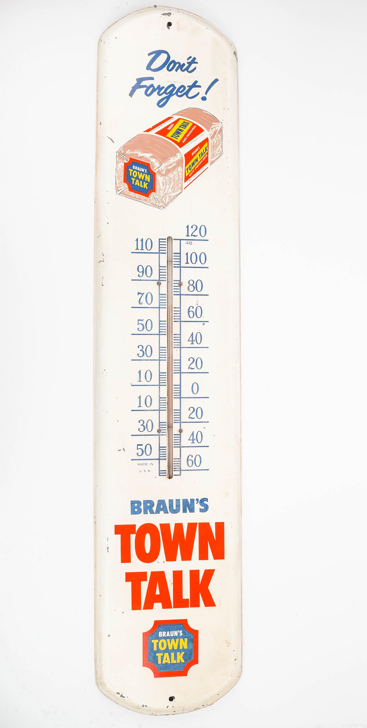 Pressed Tin Braun's Bread Wall Thermometer (1 of 3)