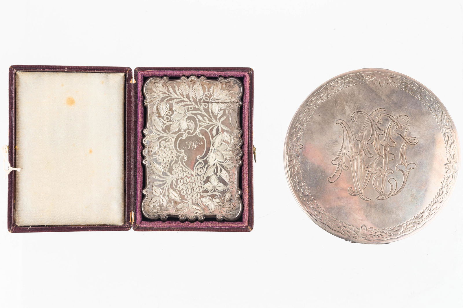 Victorian Nickel Silver Card Case and a Compact (1 of 7)