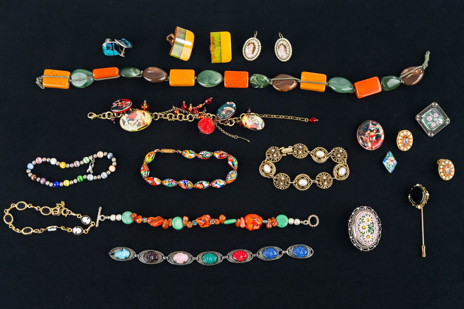 Micromosiac, Millefiori Scarab, and Other Jewelry (1 of 4)