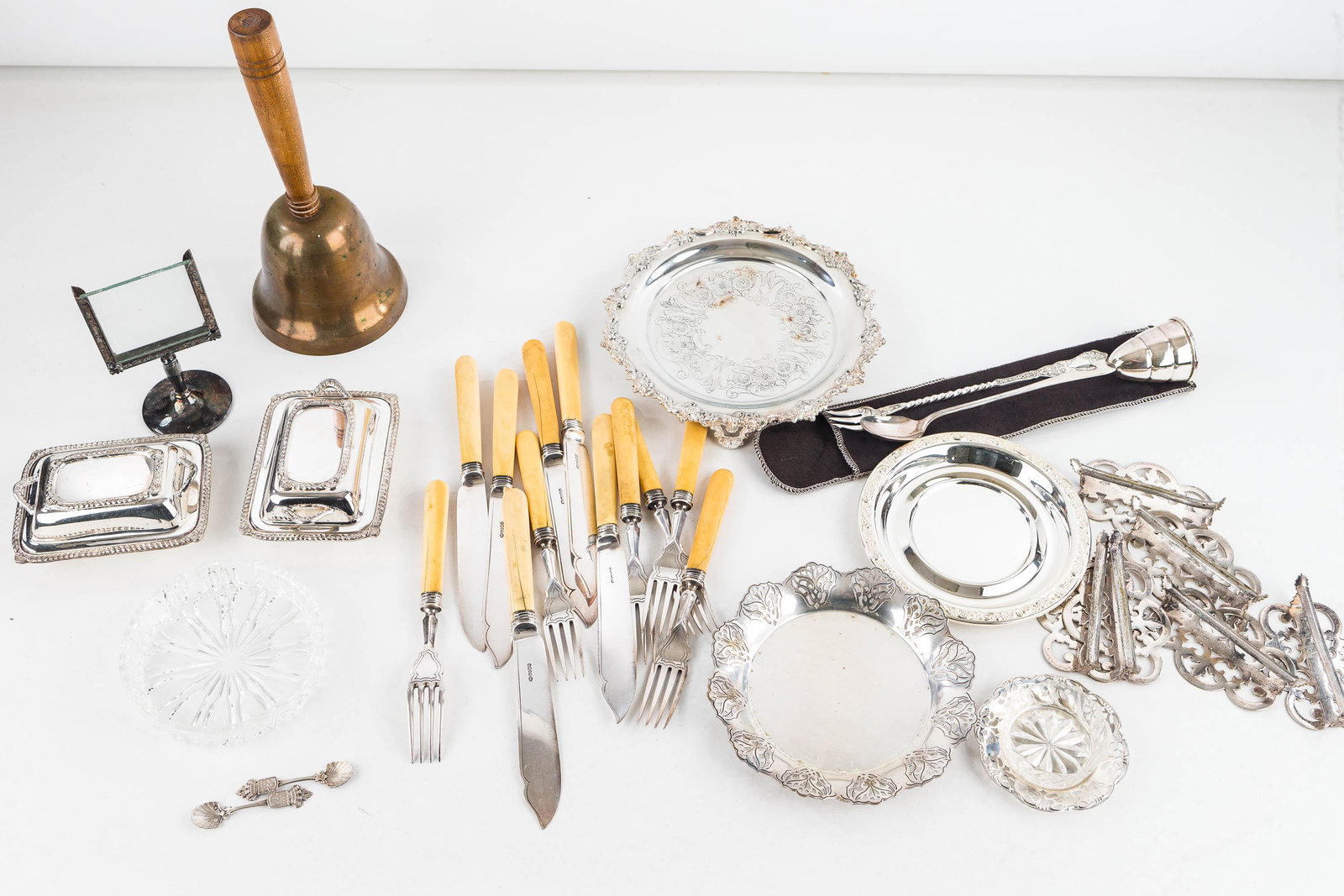 Mixed Silver Plate and a Brass Bell (1 of 5)
