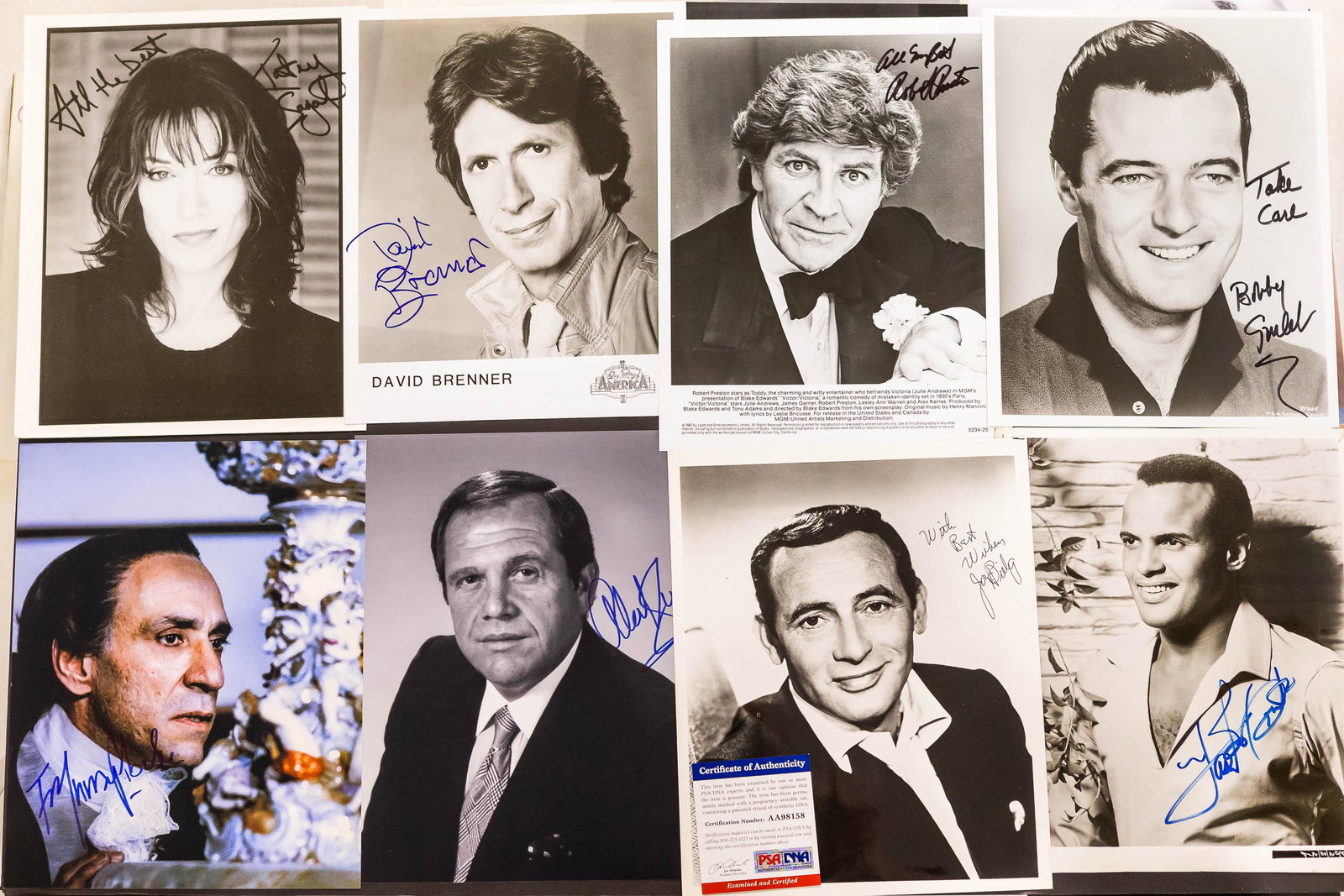 Autographed Photos of Actors & Actresses: Including David Brenner, Robert Preston, Katey Sagal, and others