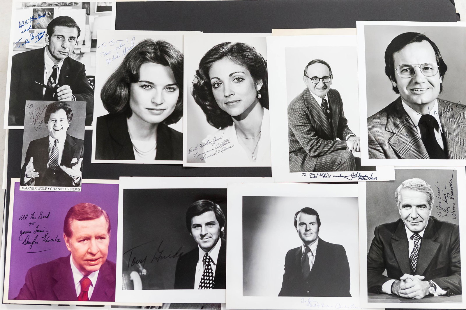 Autographed Photos of TV and News Personalities: Including Warner Wolf, Douglas Edwards, Michele March, Roseanne Colletti, and others
