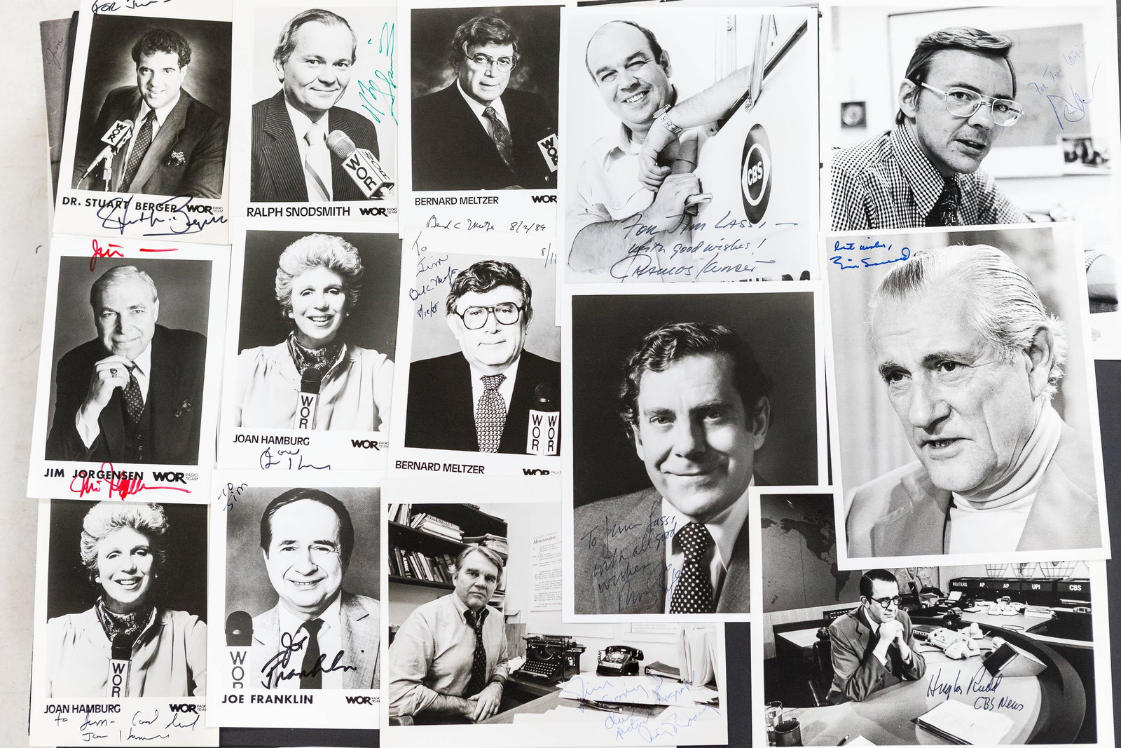 Autographed Photos- Radio & TV News Personalities: Including Ralph Snodsmith, Joe Franklin, Joan Hamburg, Bernard Miltzer, Jim Jorgensen, and others