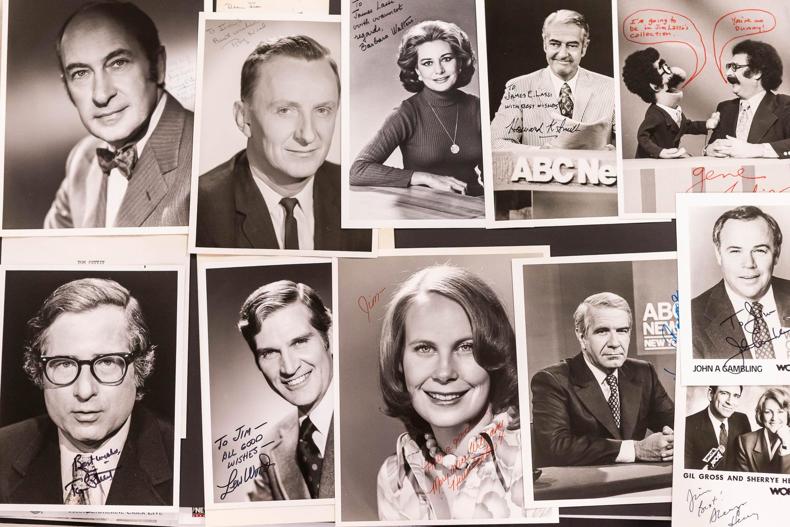 Autographed Photos- TV & Radio News Personalities: Including John Cambling, Gene Shalit, Barbara Walters, Lew Wood, and others