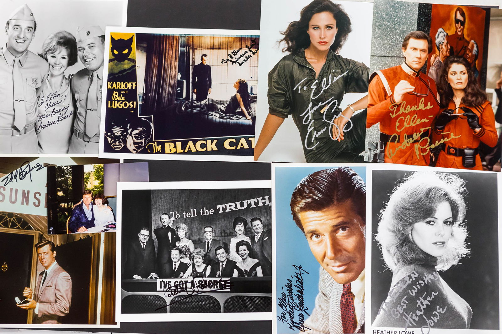Autographed Photos of Actors and Actresses: Including Heather Lowe, Barbara Stuart, Erin Gray, and various others