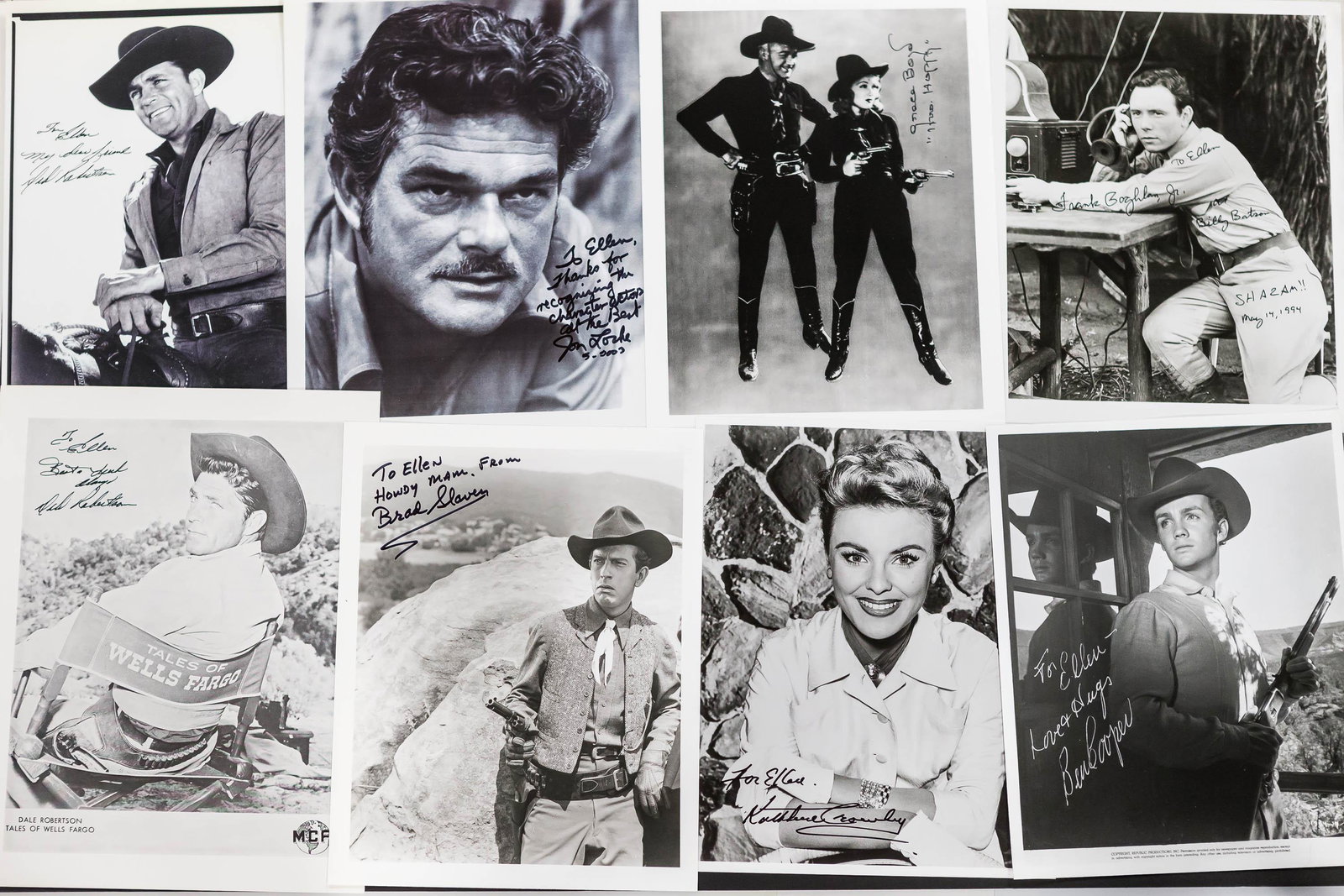 Autographed Photos of Western Actors & Actresses: Including Dale Robertson, Billy Batron, Grace Boyd, Kathleen Crowley, and various others.