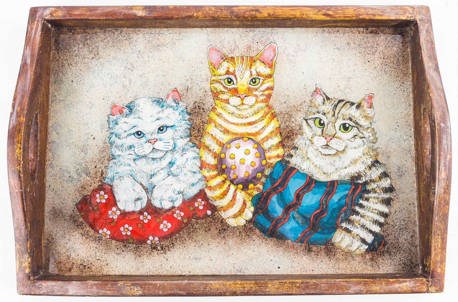 Peruvian Reverse Painted Serving Tray with Cats (1 of 3)