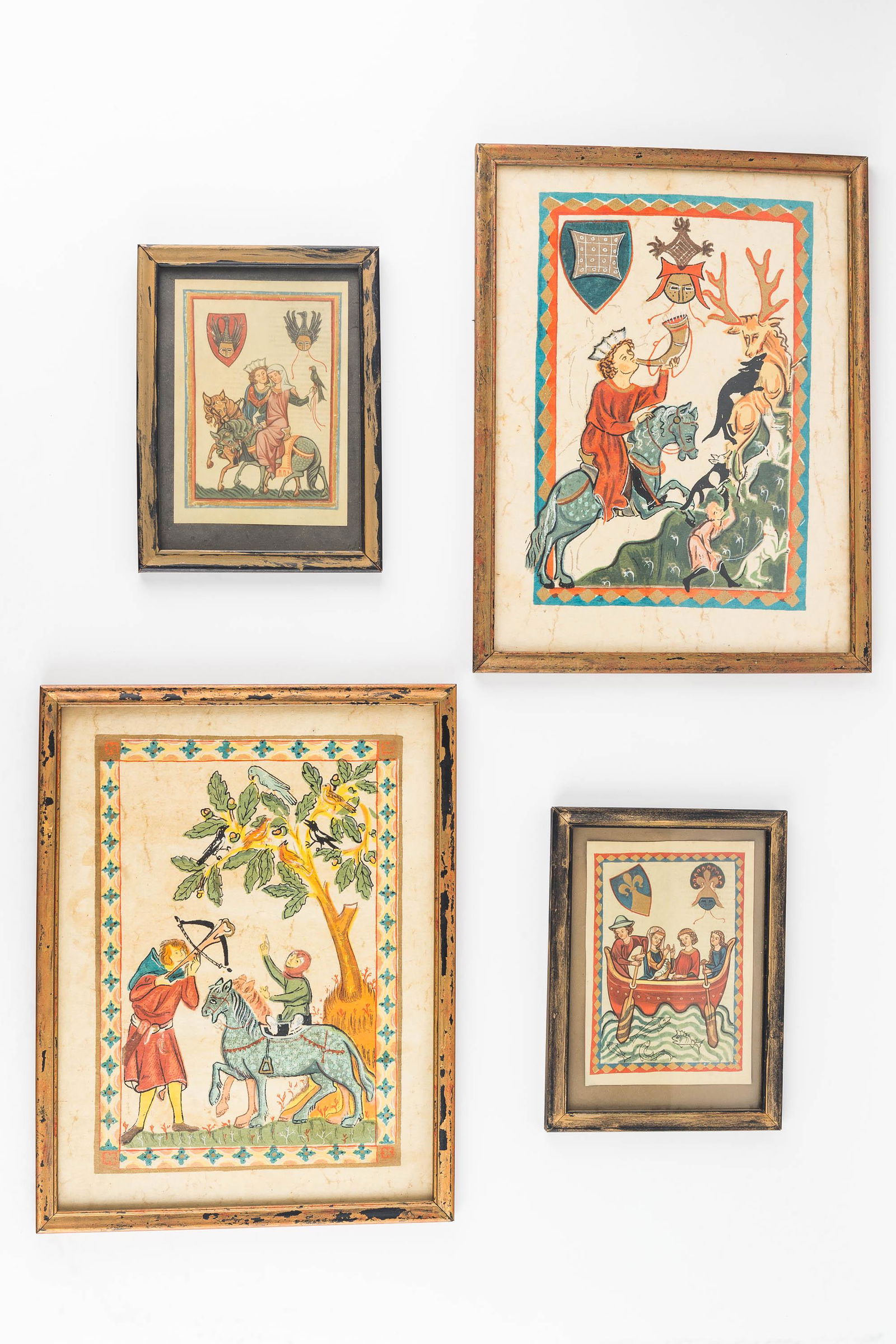 Four Hand-Colored European Prints (1 of 6)