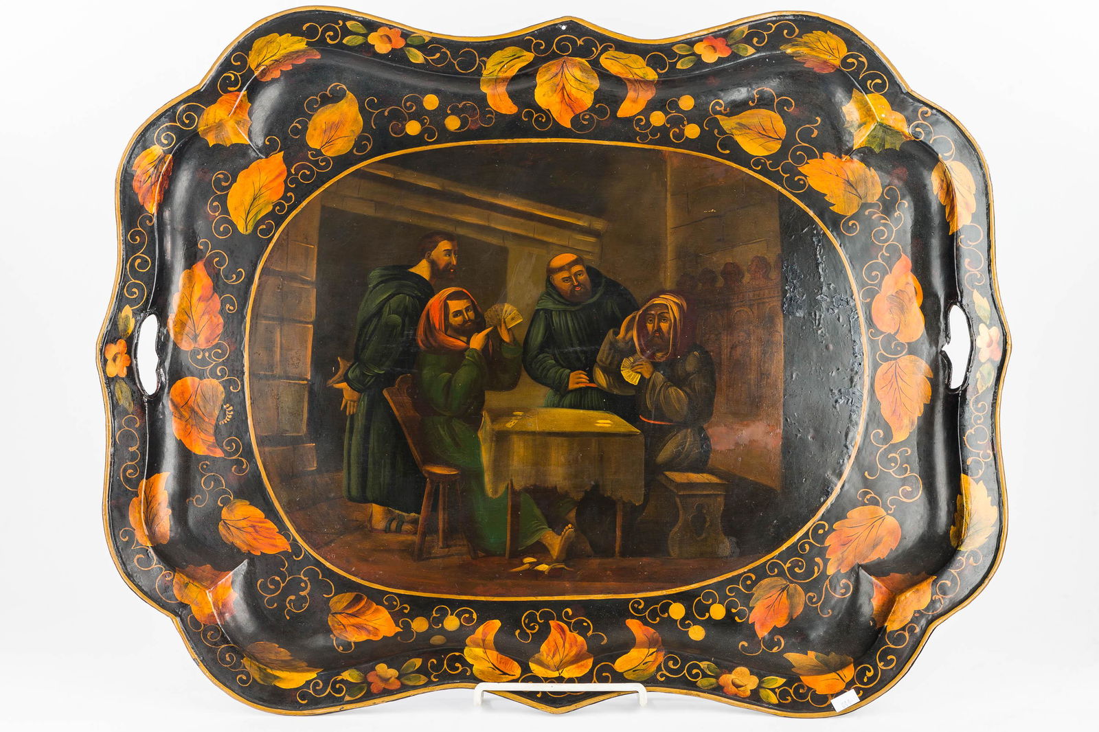 Vintage Toleware Tray with Gambling Scene (1 of 2)