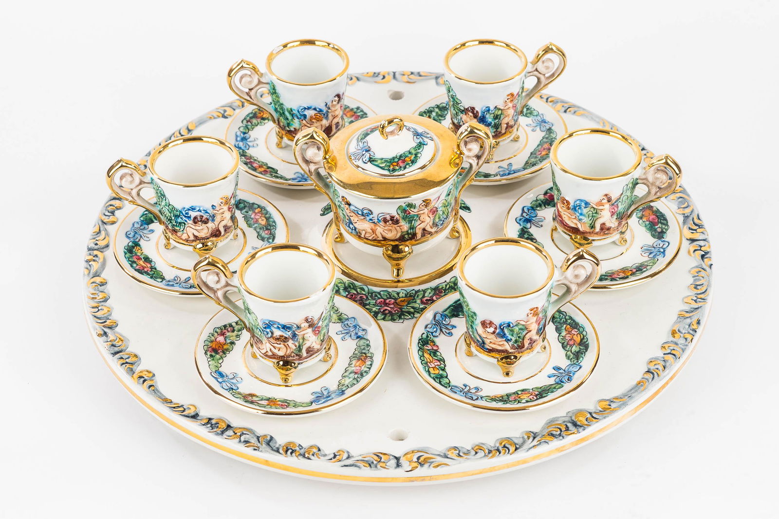 Capodimonte Demitasse Set On Tray (1 of 5)