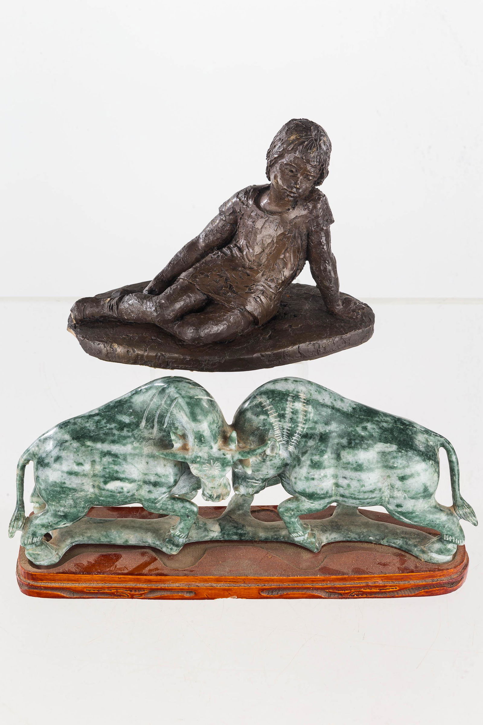 Carved Stone Bulls and Reclining Figure (1 of 3)