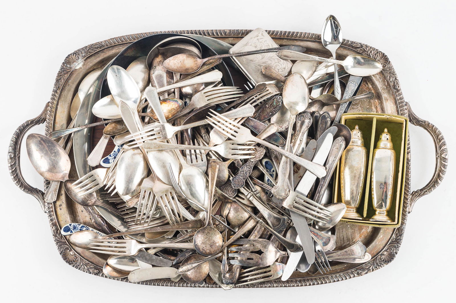 Vintage Silver Plate Tray and Flatware (1 of 2)