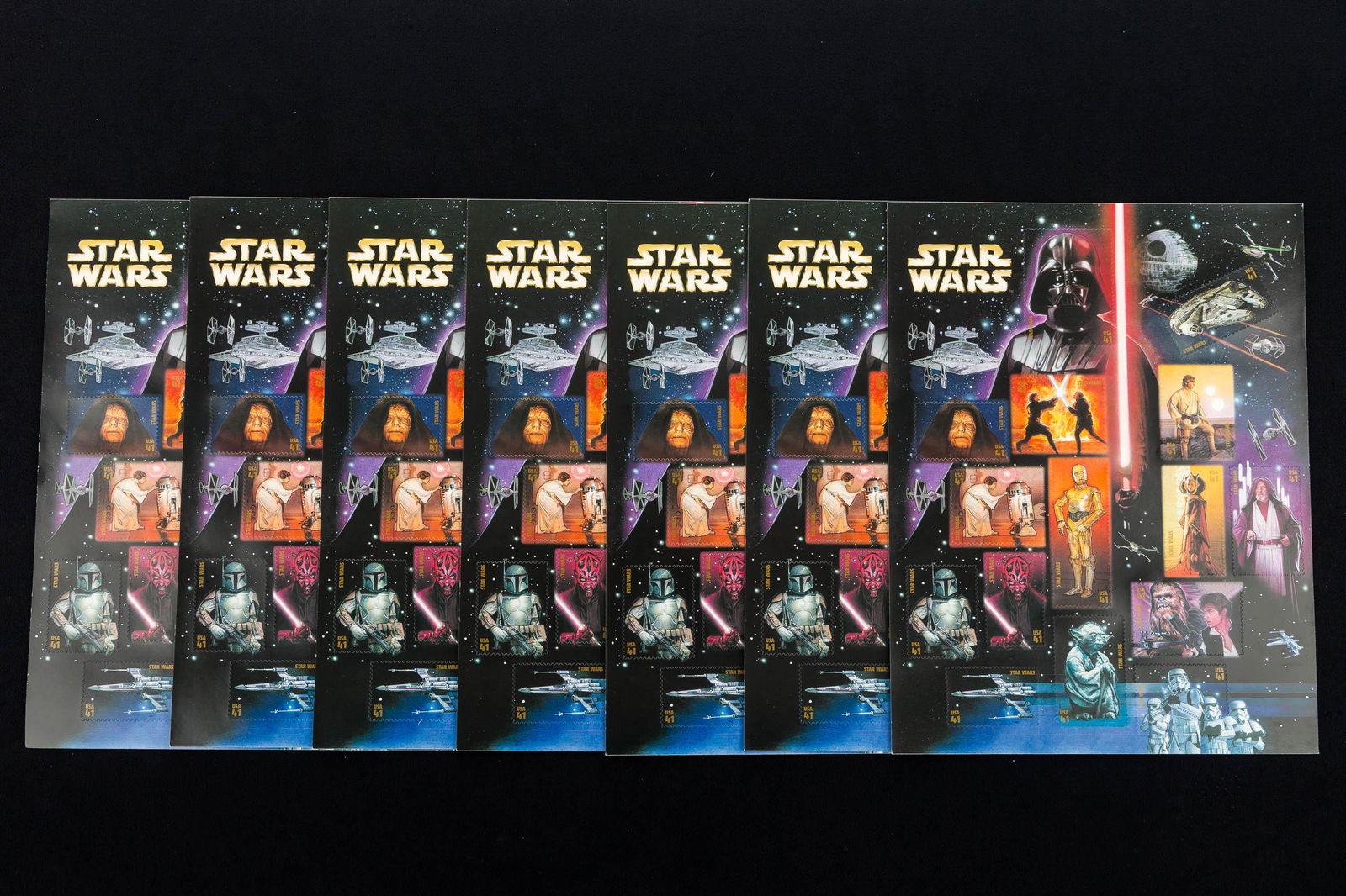 (7) Complete Sheets of Star Wars Postal Stamps (1 of 3)