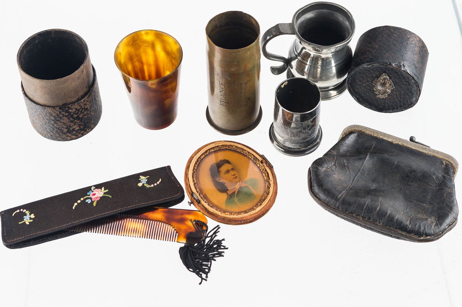 Carved Horn Cup Trench Art & Vintage Grouping (1 of 4)