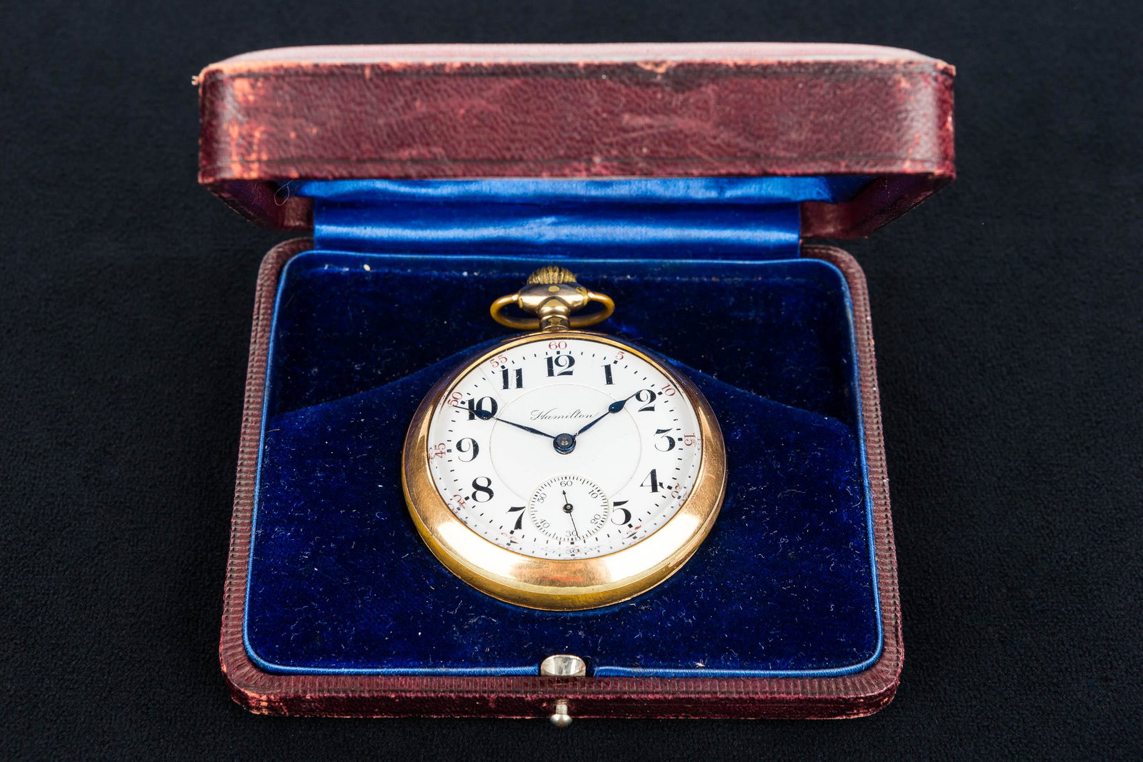 Antique Hamilton Pocketwatch: This Hamilton railroad gold-fill pocketwatch is signed Hamilton Watch Co. Motor Barrel 940 Adjusted 5 positions- Lancaster, PA, 21 Jewels, double roller #621290. Excellent working condition.