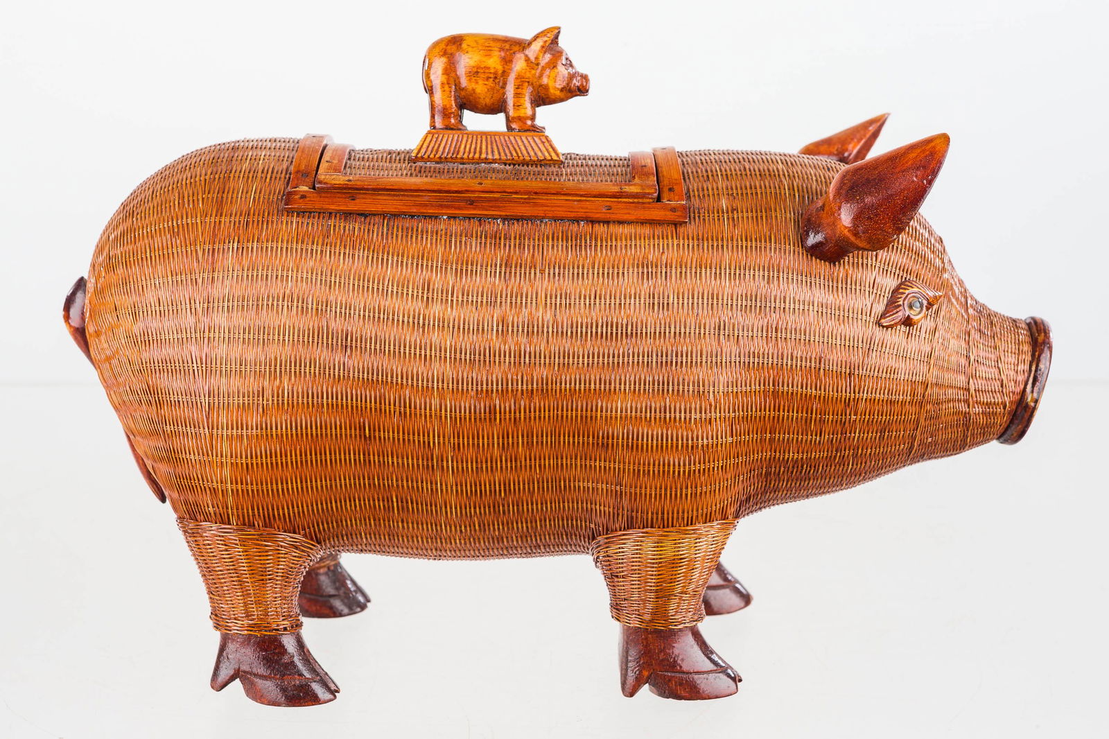 Bamboo Wicker Shanghai Handicrafts Pig Container (1 of 5)