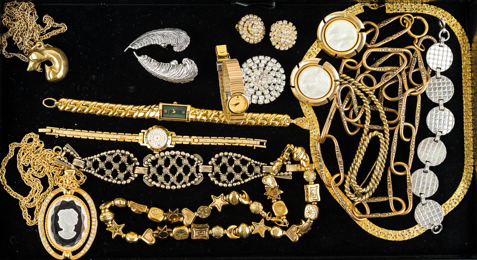 Costume Jewelry and Watches: Ladies Seiko watch with Japanese movement numbered 2E20- 7259, 501574, another ladies Seiko watch numbered 660869, Borel Cocktail Ladies wrist watch with? Swiss Movement, see through back, movement ma