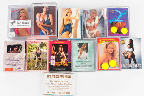 Collection of Adult Card Sets: Images of Josephine set by Boris and Julie, Flaxen set, Bad Girls set, KPC Superstars of Porn set, and 8 other smaller sets by various makers.