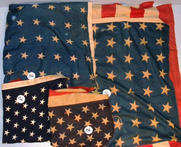 4 American Flags: 4 American flags of various periods
