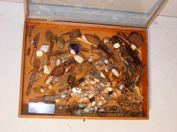 Civil War Relics & Case: Civil War relics and case dug in various places from Fort Jackson, GA; LaGrange,TN;Fort Redderman KY: Relics include a 1864 dated fuse, union bullets, camp gear, personal equipment, horse gear etc.
